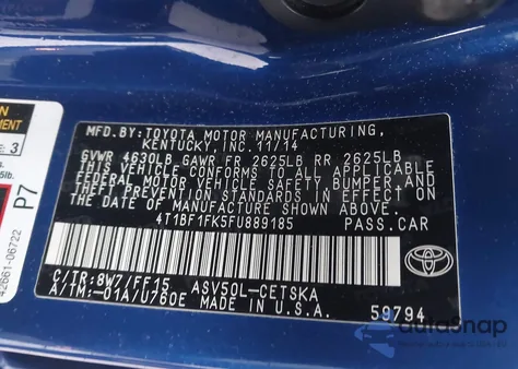 2015 Toyota Camry Se z USA, uszkodzony, nr VIN 4T1BF1FK5FU889185